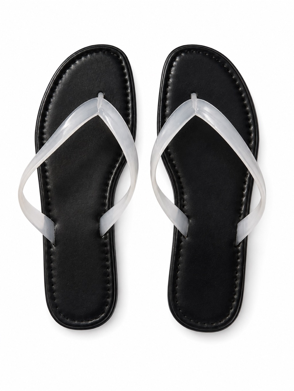 Clear Strap Flip Flop Sandals Black Square Toe Size 8 Minimalist